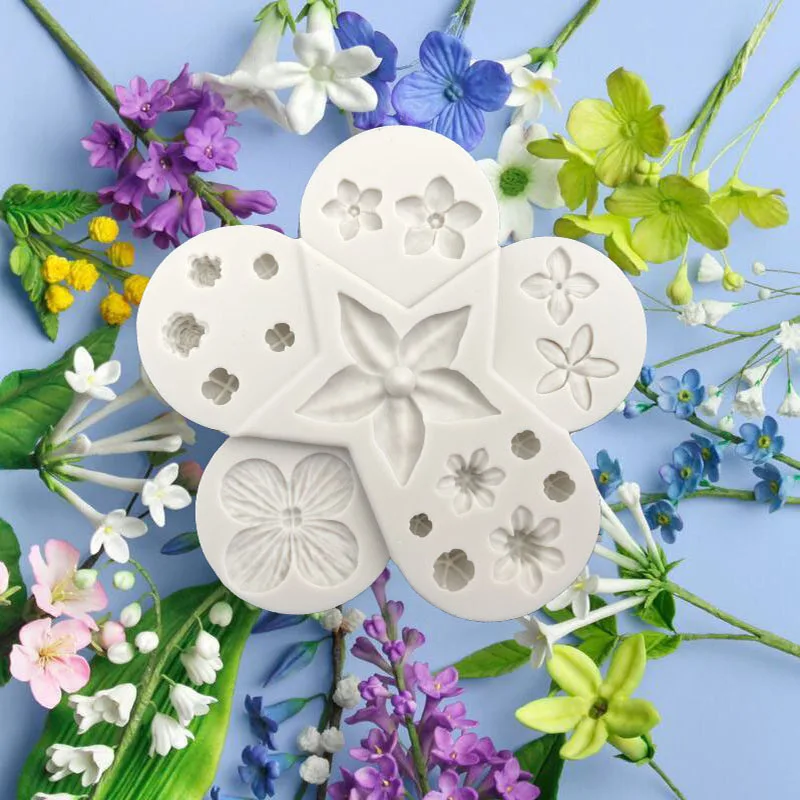 Small Flower Fondant Cake Silicone Mold Cookie Ice Cream Molds Biscuits Candy Chocolate Mould Baking Cake Decoration Tools