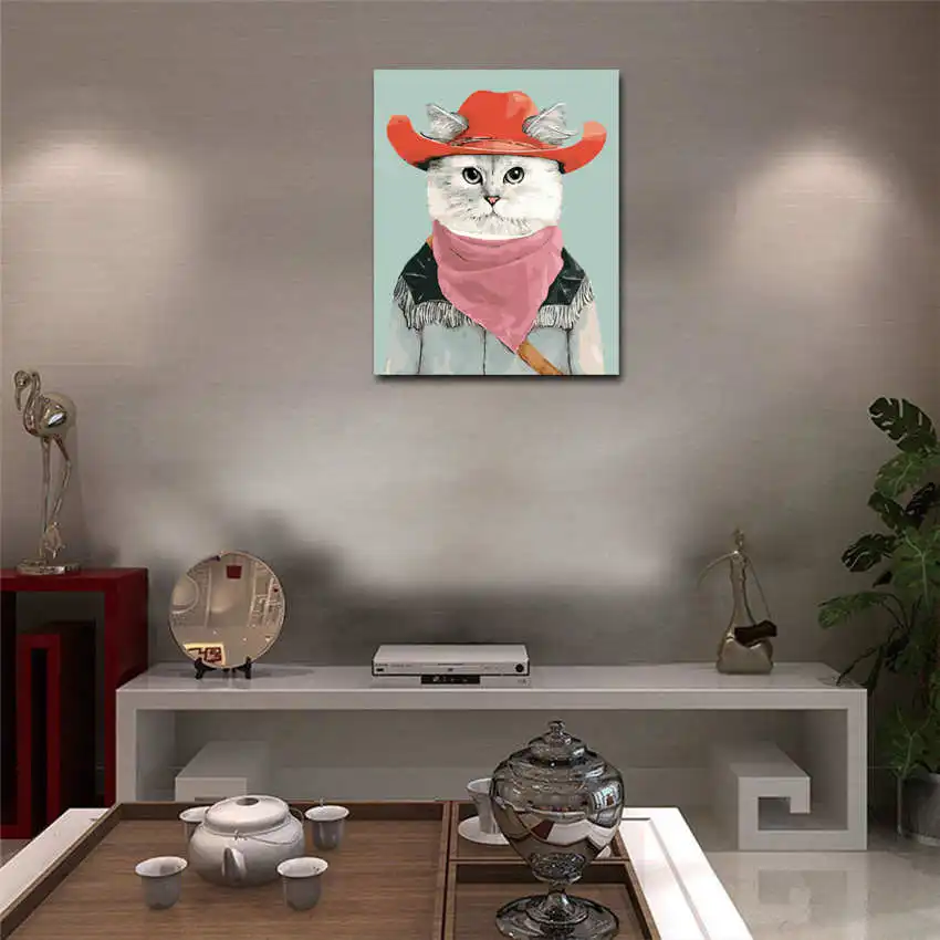 RIHE Животные Рисунок кошки по номерам Diy картина маслом на холсте Cuadros Decoracion