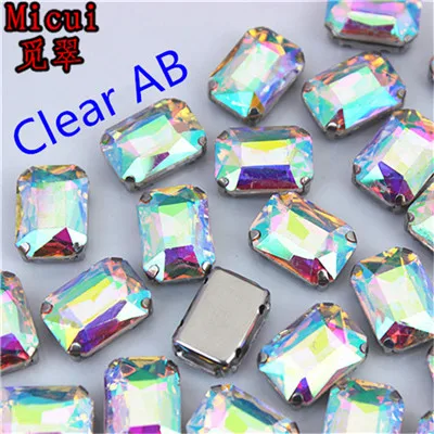 Clear AB Micui Octangle стекло кристалл страз Швейные Стразы с коготь Кристалл пришить коготь стразы для свадьбы DIY MC1004 - Цвет: Clear AB