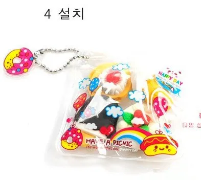 NEW Arrival Korean Stationery Cute Cartoon Toy Eraser Food Sets PV Bag Package Kids Excellent Gifts Factory Wholesale | Игрушки и хобби