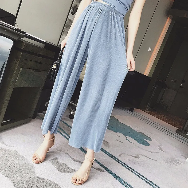 Женские широкие брюки TWOTWINSTYLE весенние с рюшами и высокой талией большие размеры