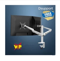 free shipping oa 4s aluminum desktop double arm dual monitor holder bracket full motion led screen mount arm rotary base stand
