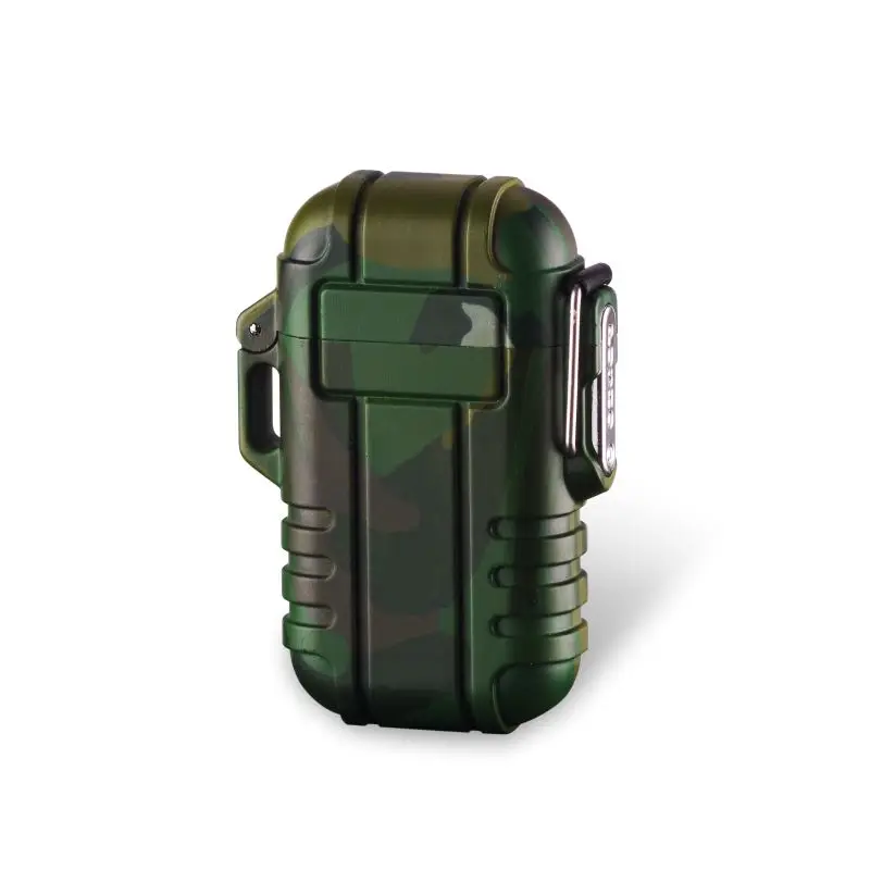 green Водонепроницаемая usb-зажигалка для сигарет с двойной дугой, зажигалка для улицы, кемпинга, спорта - Цвет: green