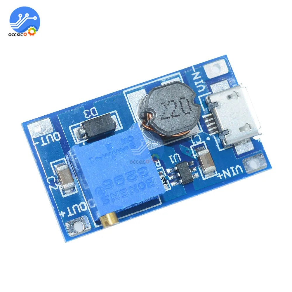 1 шт. MT3608 DC модуль повышающего зарядного устройства с Micro USB 2 24 В до 5 9 в 12 28 для