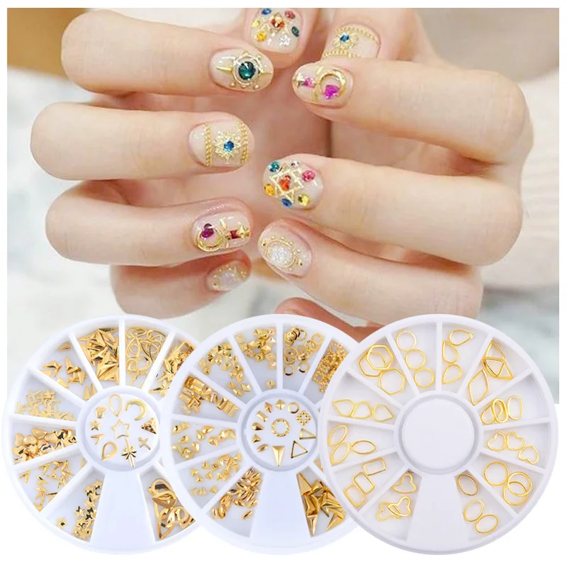 1 коробка золотистые серебристые металлические полые рандомные украшения