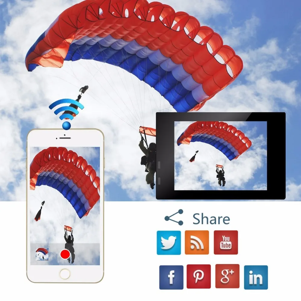 2018 экшн камера Full HD 1080P Gopro hero4 стиль Wifi 170 градусов водонепроницаемая Спортивная 30