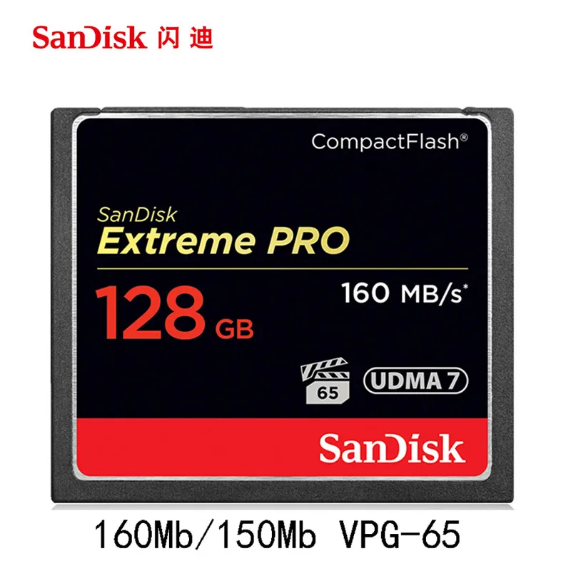 SanDisk 160MBS CF карта памяти 256 ГБ 128 Гб 64 32 16 Extreme Pro высокая скорость VPG65 флэш для DSLR и HD