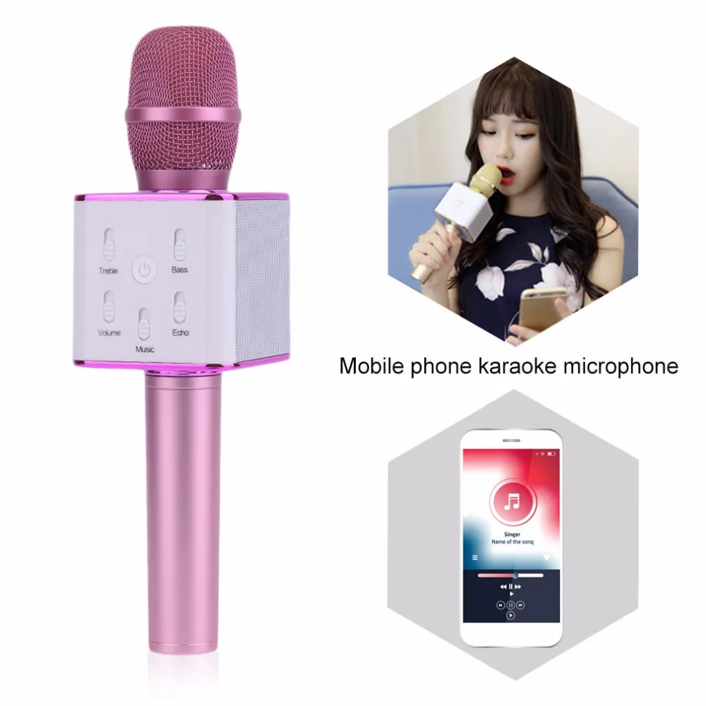 Беспроводной караоке микрофон ручной Bluetooth динамик 2-в-1 Microfoon портативный