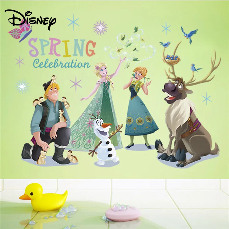 

Романтические наклейки Disney со льдом, фон для детской комнаты, декоративные наклейки, Мультяшные анимационные креативные наклейки
