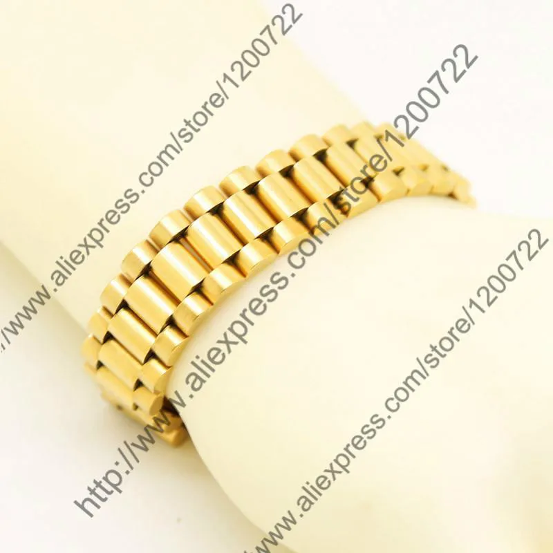 24K Gold Color Hiphop Watchband President Strap Crown Adjustable Bracelet Stainless Steel Large Solid Heavy Bangle | Украшения и