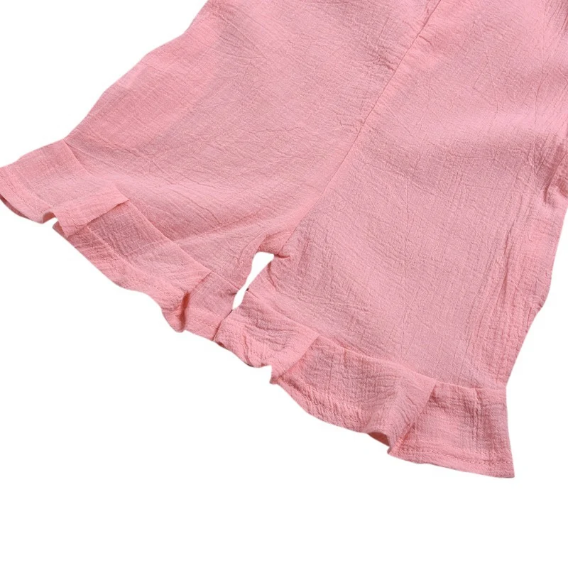 Летние штаны для маленьких девочек Детские однотонные хлопковые эластичные на