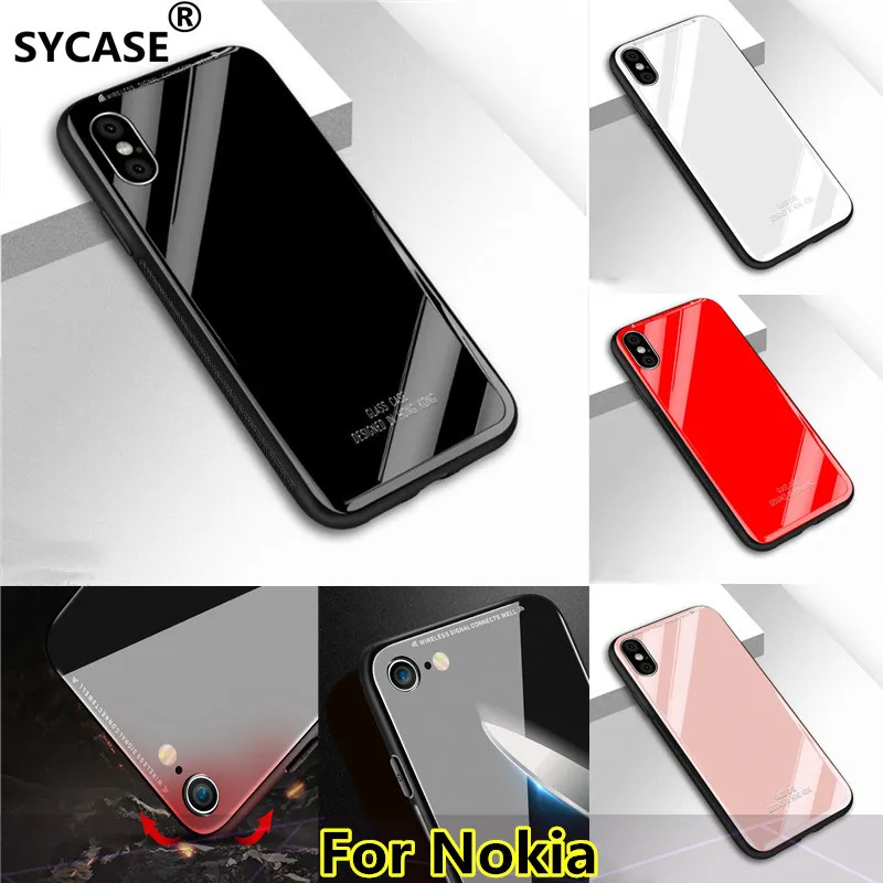 Чехол SY из закаленного стекла чехол для Nokia X6 7 Plus 8 sirocco телефона Мягкий ТПУ