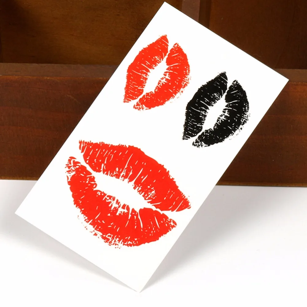 Fashion Body Arm Stickers Black Red Removable Waterproof Tattoo Sticker Sexy lips Temporary | Красота и здоровье