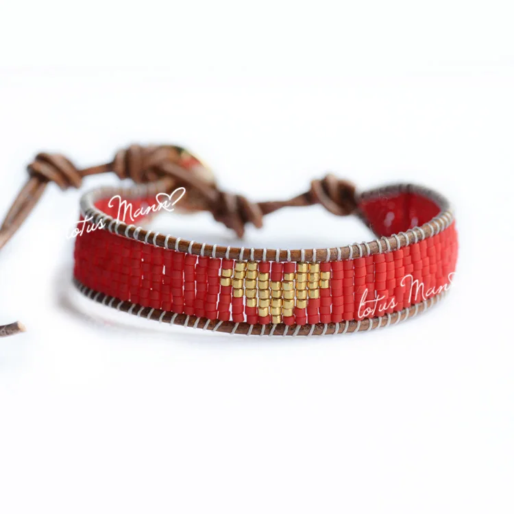 LOTUS MANN Love Pink beaded beads parquet single-circle self-shade bracelet seed | Украшения и аксессуары