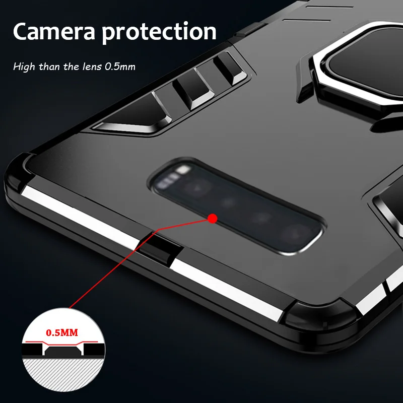 Чехол с кольцом для samsung Galaxy S10 5G жесткий силиконовый металлический кронштейн из
