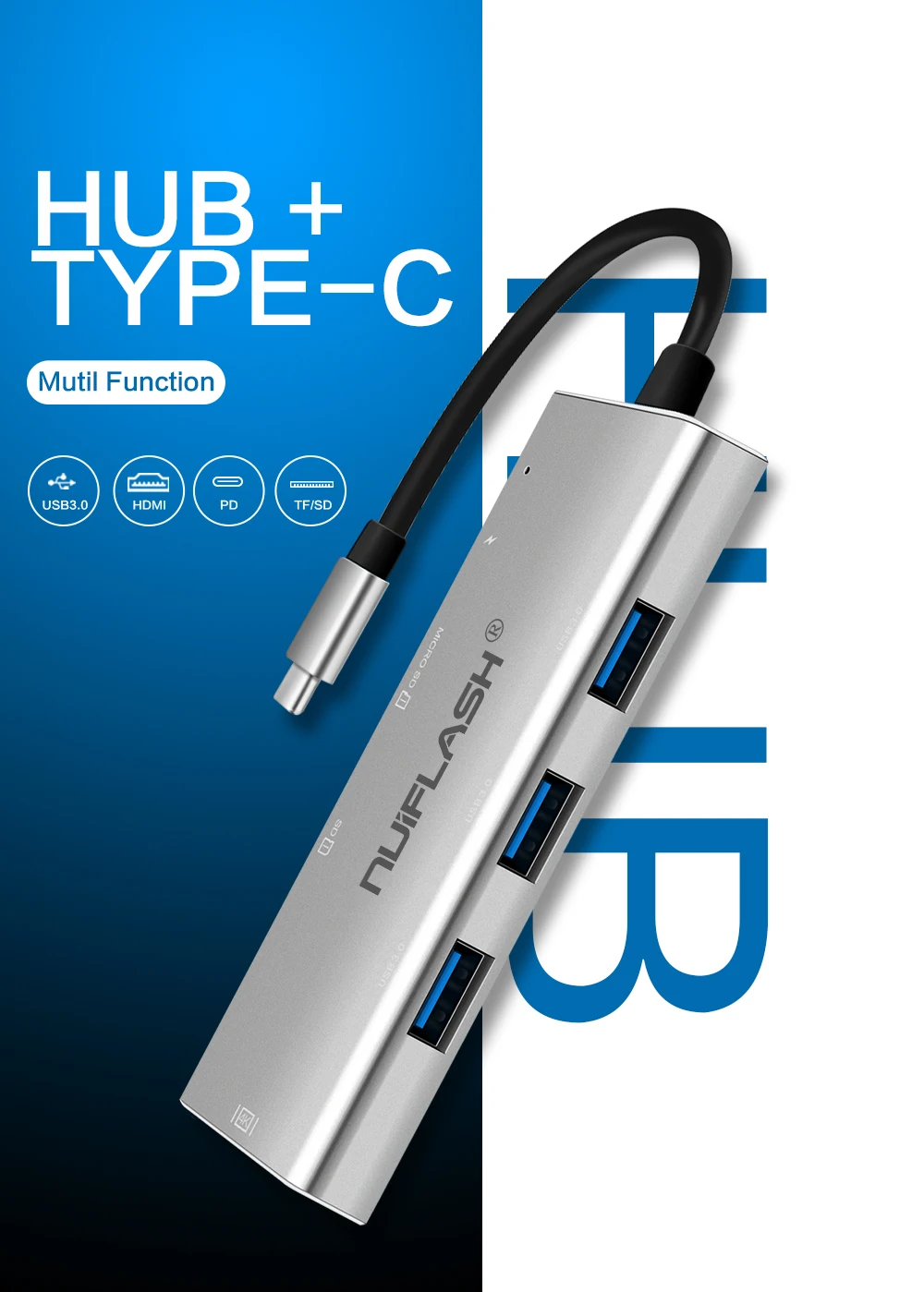 Nuiflash usb-хаб USB C к HDMI RJ45 Thunderbolt 3 адаптер для MacBook samsung Galaxy S10 huawei mate P20 Pro type C USB 3,0 концентратор