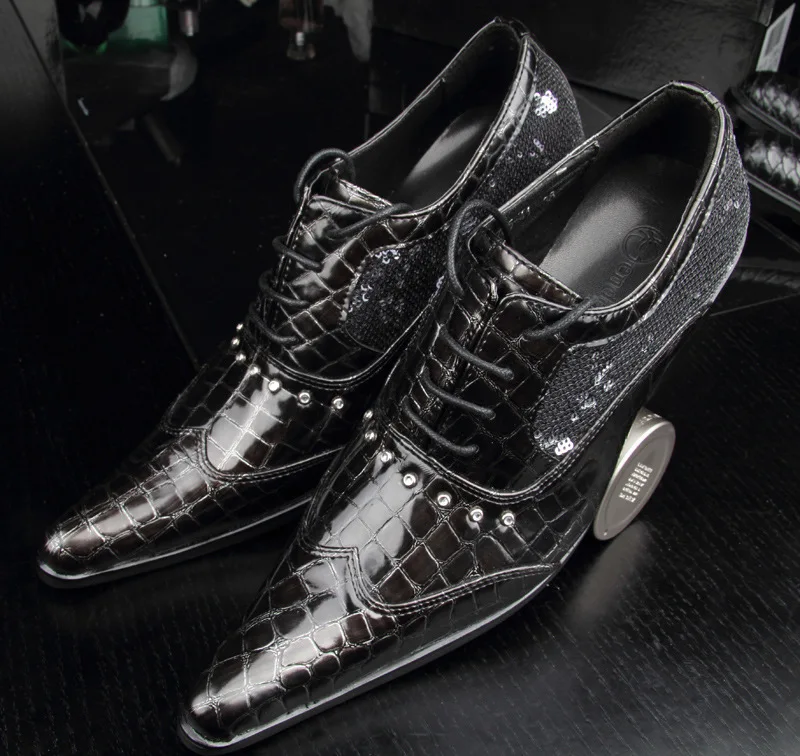 Большой размер 38 44 британский стиль острым носом лифт обувь черный старинные