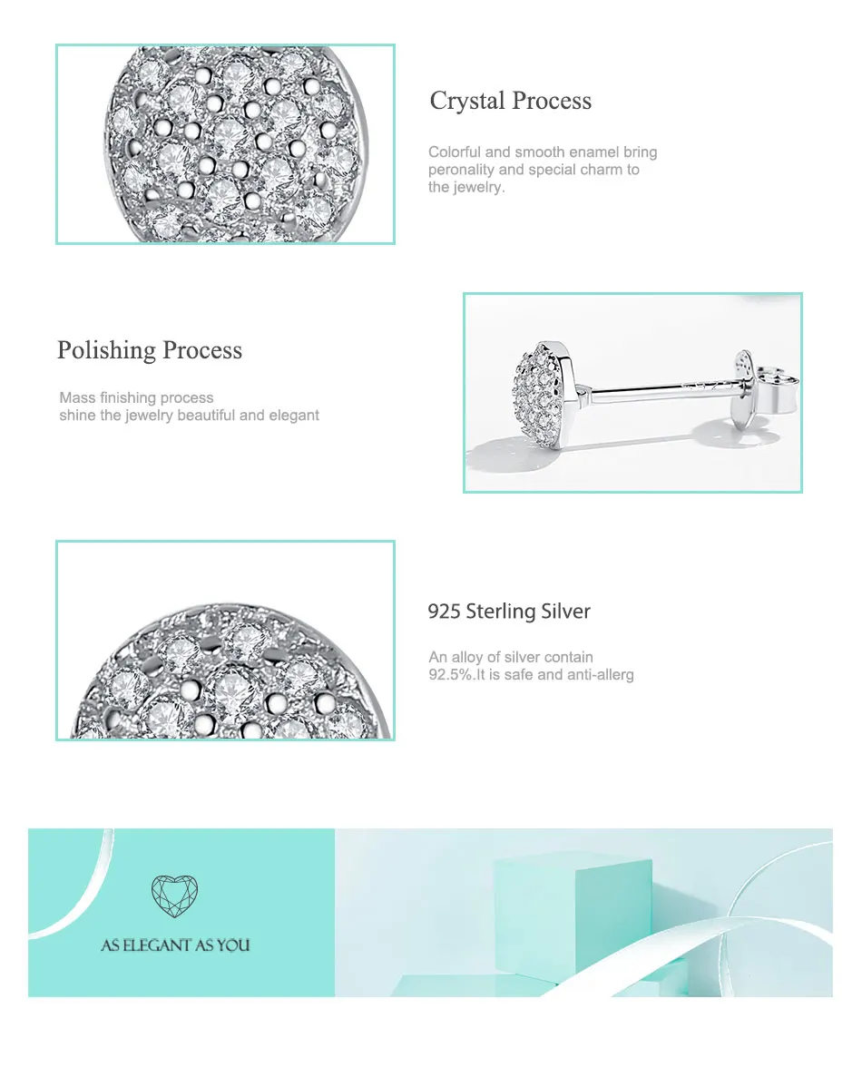 ELESHE Summer New 925 Sterling Silver Earrings Clear CZ Dazzling Droplets Stud Earrings for Women Girls Wedding Jewelry