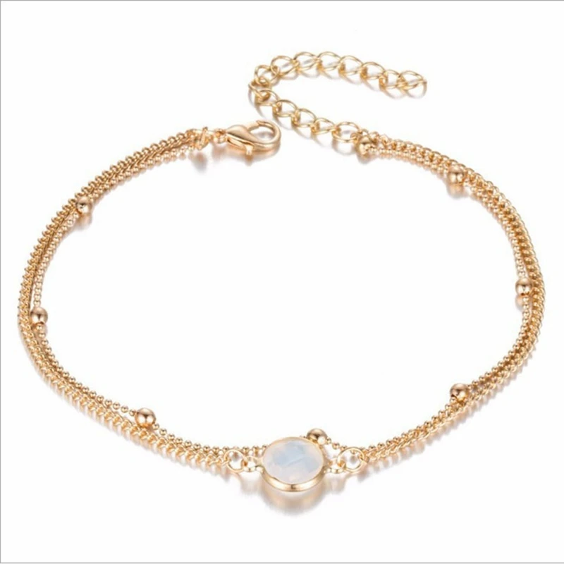 SHUANGR Boho браслет для щиколоток с камнем женские сандалии украшенные крючком