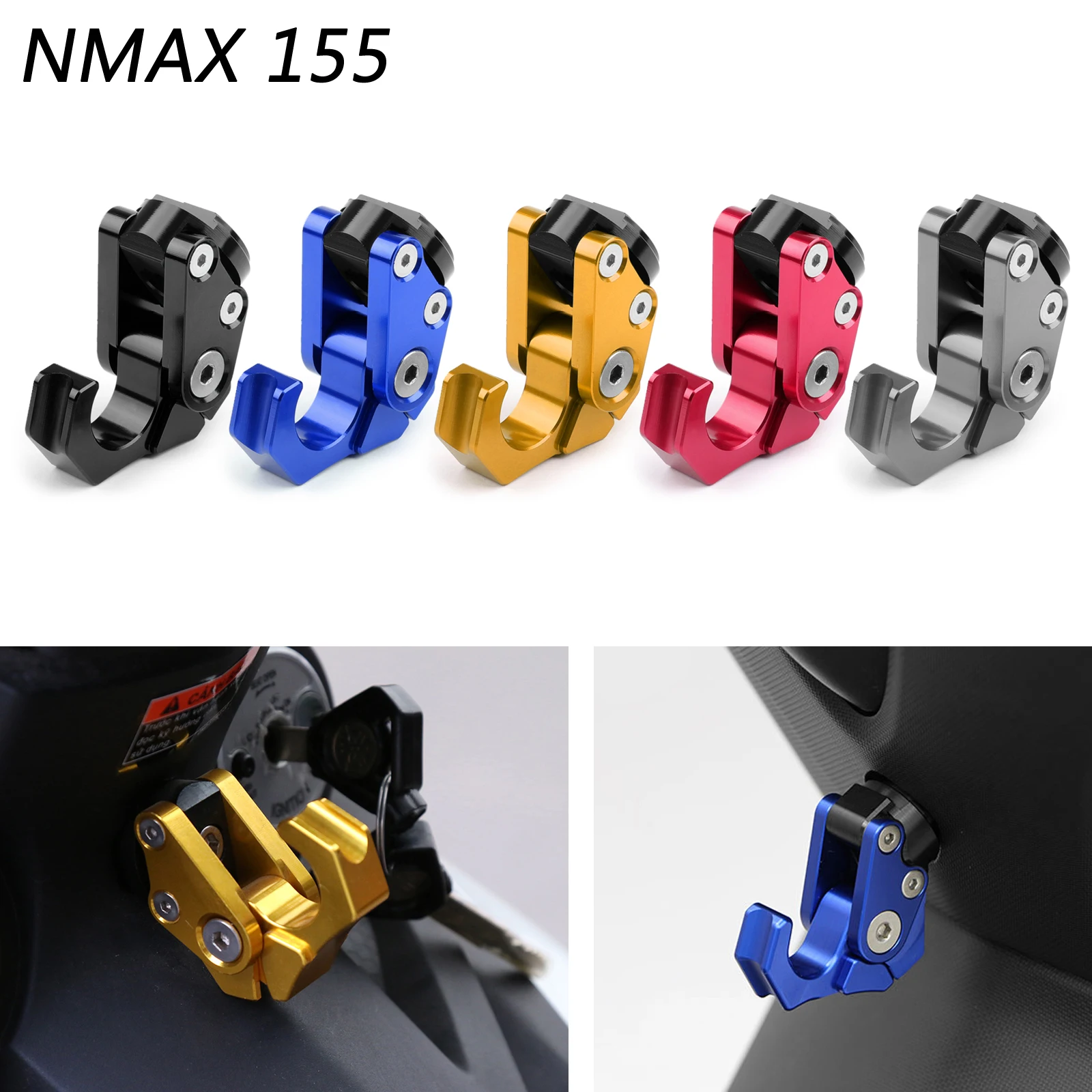 

Areyourshop Carry Helmet Bottle Hanger Holder CNC Aluminum Alloy Hooks M6 For Yamaha NMAX 155 NMAX155 RC150 For Honda Scoopy