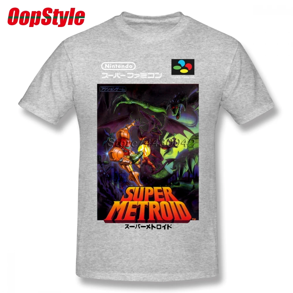 Супер Metroid nintendo Super Famicom японская коробка искусство рубашка SNES Футболка мужская Homme Пользовательские Короткий рукав плюс размер Мужская футболка