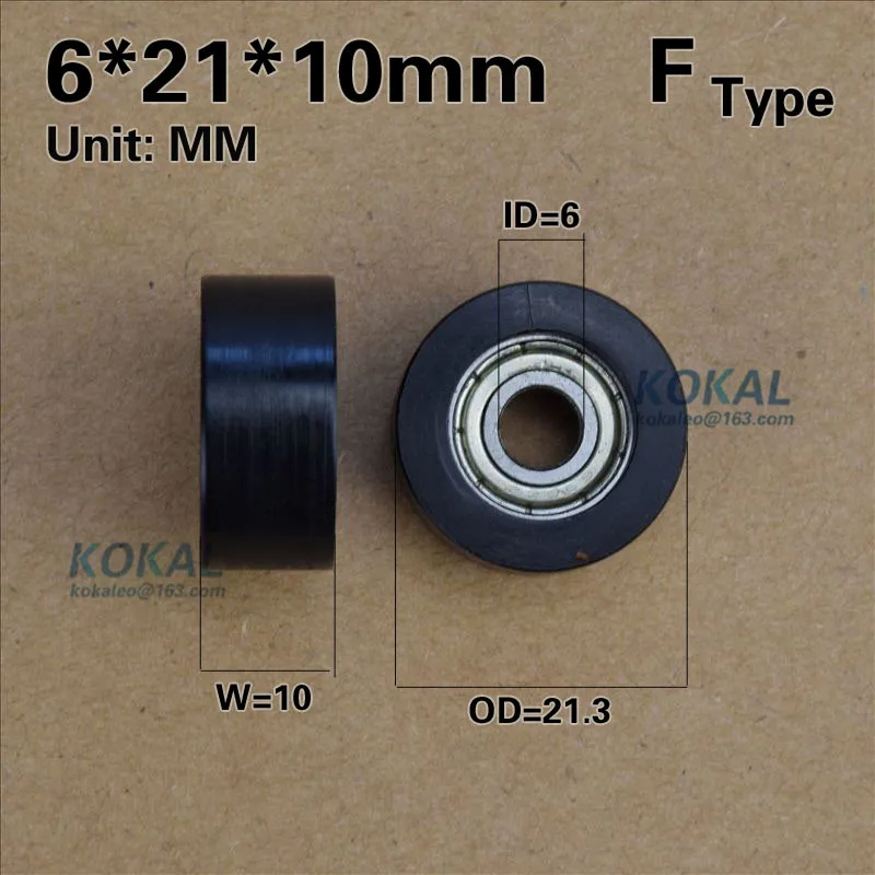 

[F0621-10]Free shipping 10PCS 696zz bearing PA66 Nylon Flat Type bearing roller wheel plastic wheel roller 6*21.3*10mm