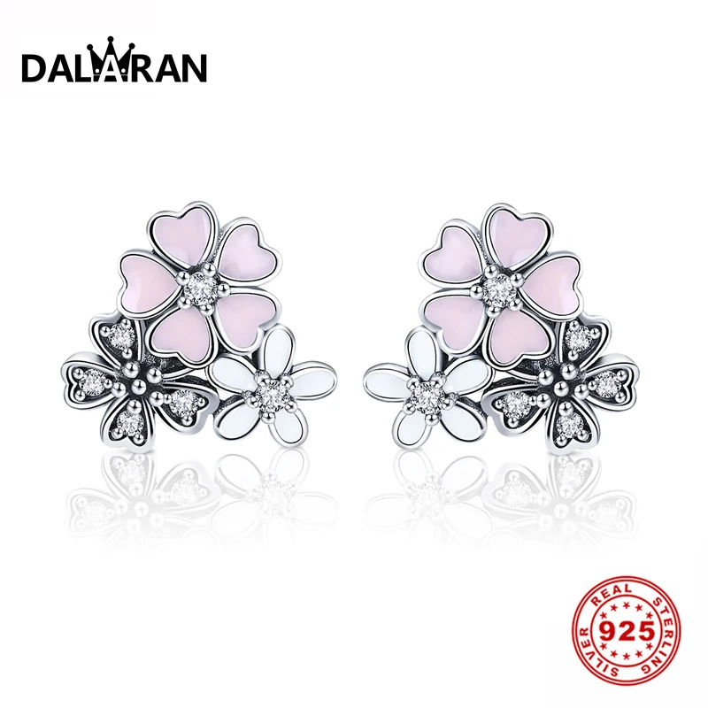 DALARAN DIY фантазия розовый цветок серьги из стерлингового серебра 925 пробы подарок
