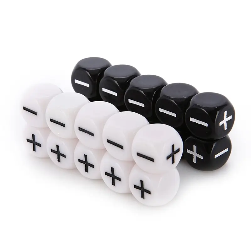 Пластиковые 6 сторонние игральные кости минус плюс D6 для настольных игр D & MTG RPG