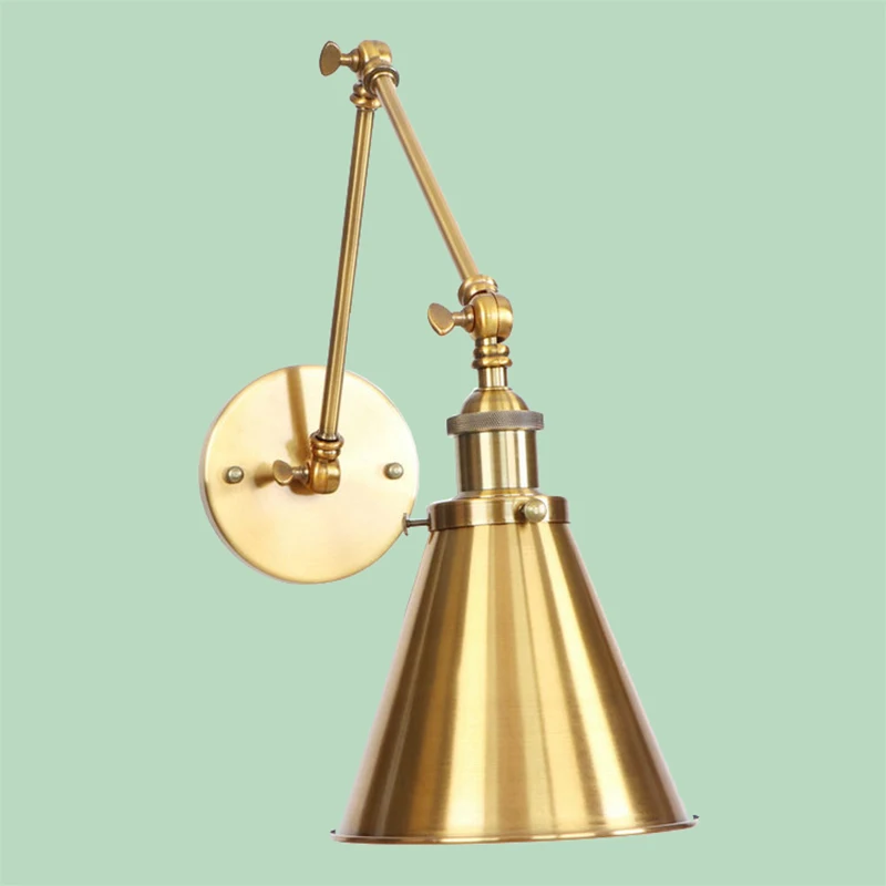 Античный регулируемый настенный светильник бра Железный Лофт ретро Wandlamp Спальня Крытый светодиодный рядом с лампой промышленные настенные светильники черный медный