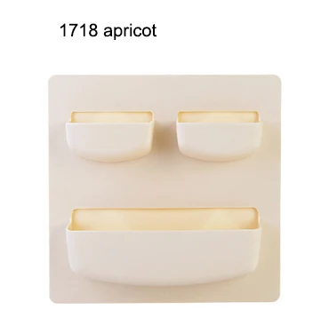 1718 apricot Домашняя настенная присоска, пластиковая стойка для хранения косметики, туалетных принадлежностей, держатель для хранения мелочей, стойка для ванной комнаты, Органайзер - Цвет: 1718 apricot