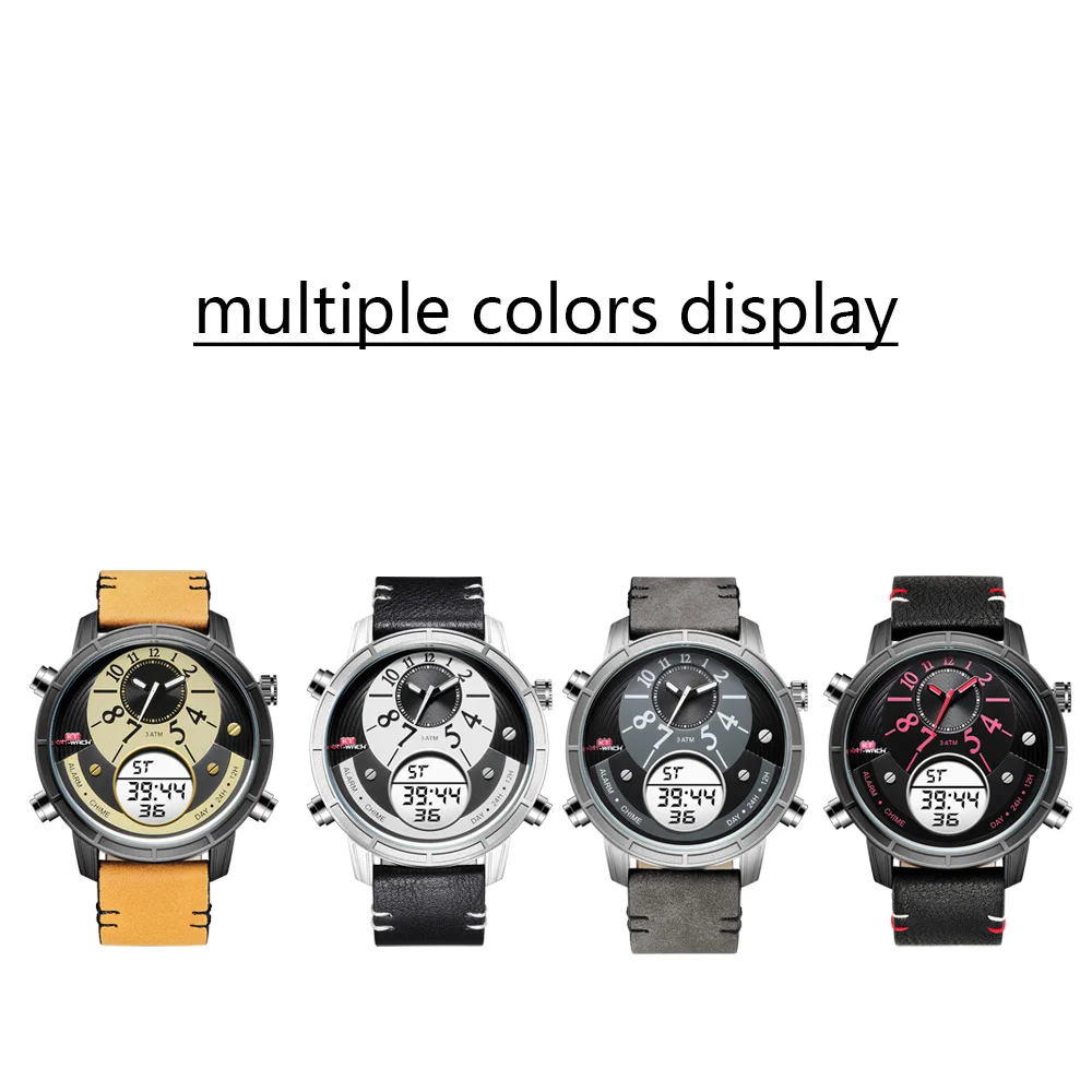 2018 Reloj роскошные часы Для мужчин Водонепроницаемый кожа кварцевые цифровые