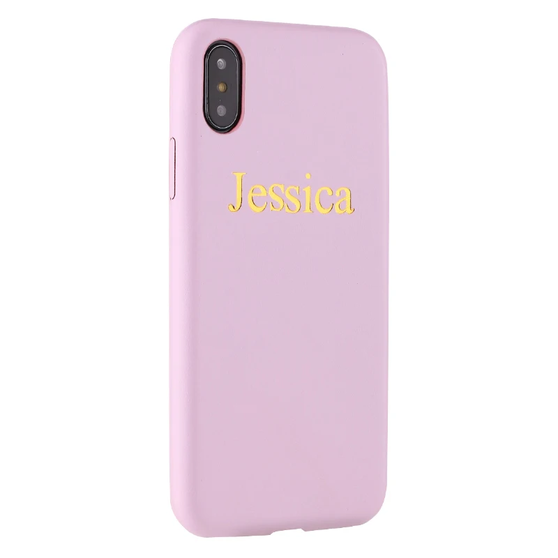 Gold-Pink Leather Натуральная кожа на заказ персонализированное имя текст Роскошный Золотой Серебряный Для iPhone 11 Pro X XR XS Max 6S 7 7Plus 8 8Plus чехол для телефона - Цвет: Gold-Pink Leather