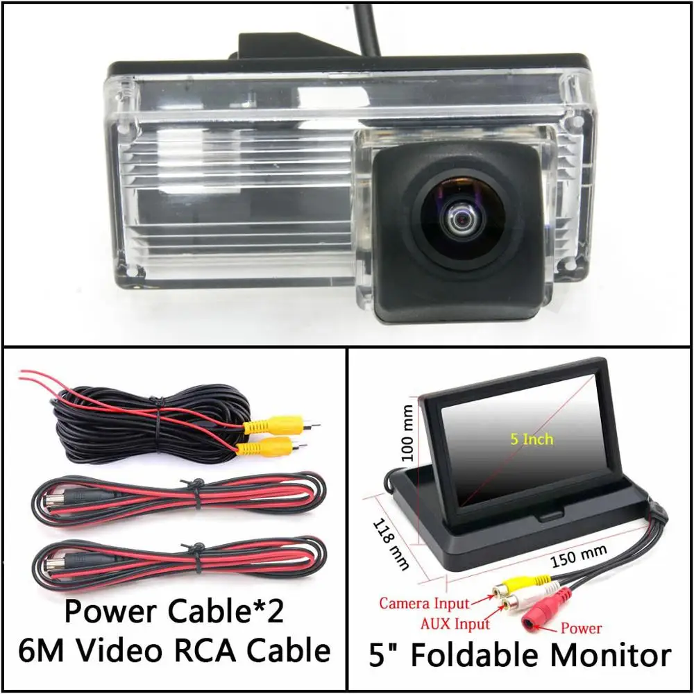 Cam N 5 inch Fold 175 градусов HD камера заднего вида для Toyota eiz Land Cruiser 120 Prado LC100 LC200 монитор парковки водонепроницаемый - Название цвета: Cam N 5 inch Fold