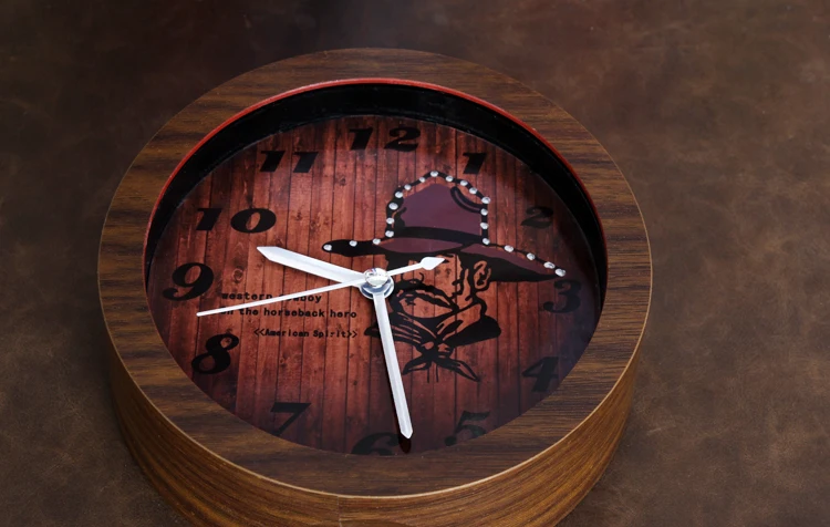 Американский свободный дух ковбой стиль деревянный стол часы США будильник