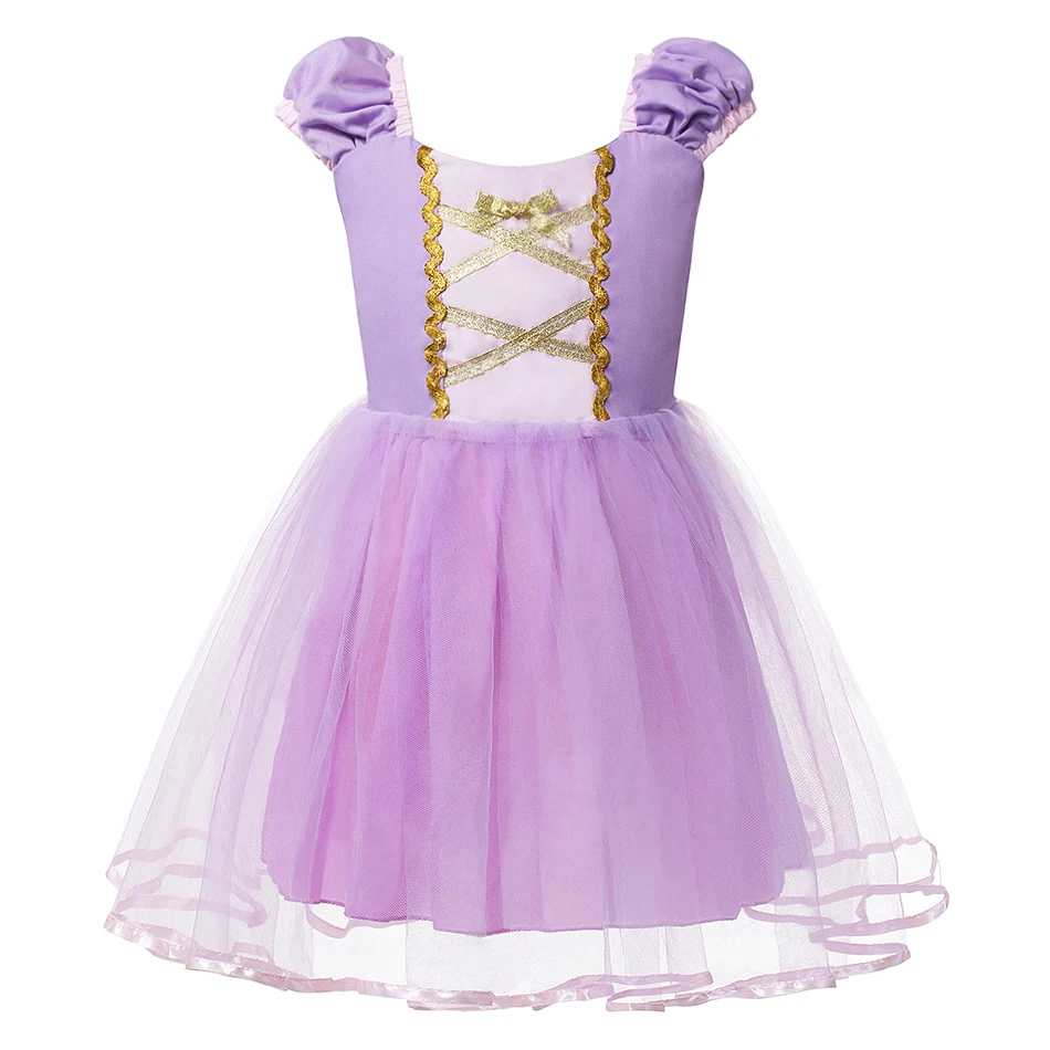 Rapunzel Dress Платье принцессы для девочек, Детский костюм с героями мультфильмов Рапунцель, Белоснежка, Золушка, Русалка, Ариэль, нарядные платья, детская одежда на день рождения - Цвет: Rapunzel Dress