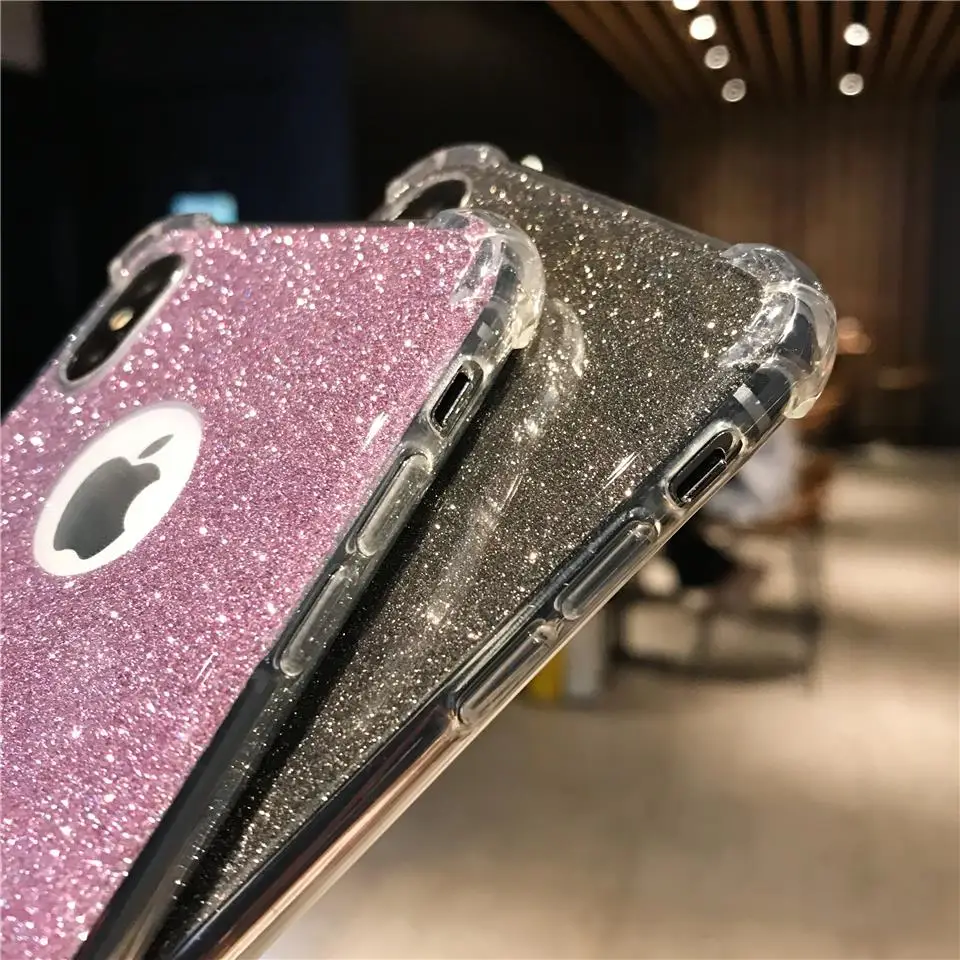 Чехол для iPhone X противоударный блеск силиконовый чехол ТПУ Мягкий украшенная