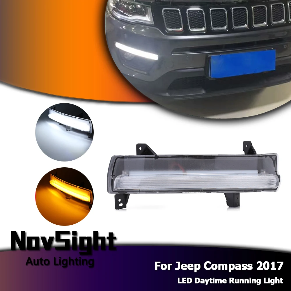 NOVSIGHT белая автомобильная светодиодная лампа для Jeep Compass 2017 дневная ходовая DRL с
