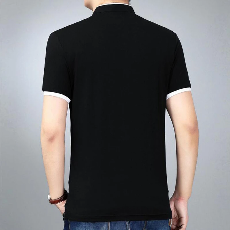 Summer Tshirt Men New Fashion Solid Color Slim Fit Short Sleeve T Shirts Mens Mandarin Collar Casual T-Shirt Brand Clothing | Мужская