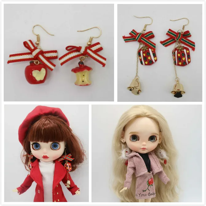 Рождественские серьги Blyth dolls аксессуары серьги|Куклы| |