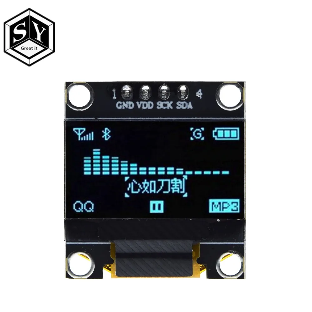 0,96 дюймов IIC Серийный белый OLED дисплей модуль 128X64 IEC SSD1306 12864 плата с ЖК-экраном GND VCC SCL SDA 0,9" для Arduino черный