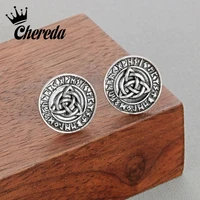 chereda tiny round earrings viking sign stud earrings for men bronze small geometric jewelry valentines day gift wholesale