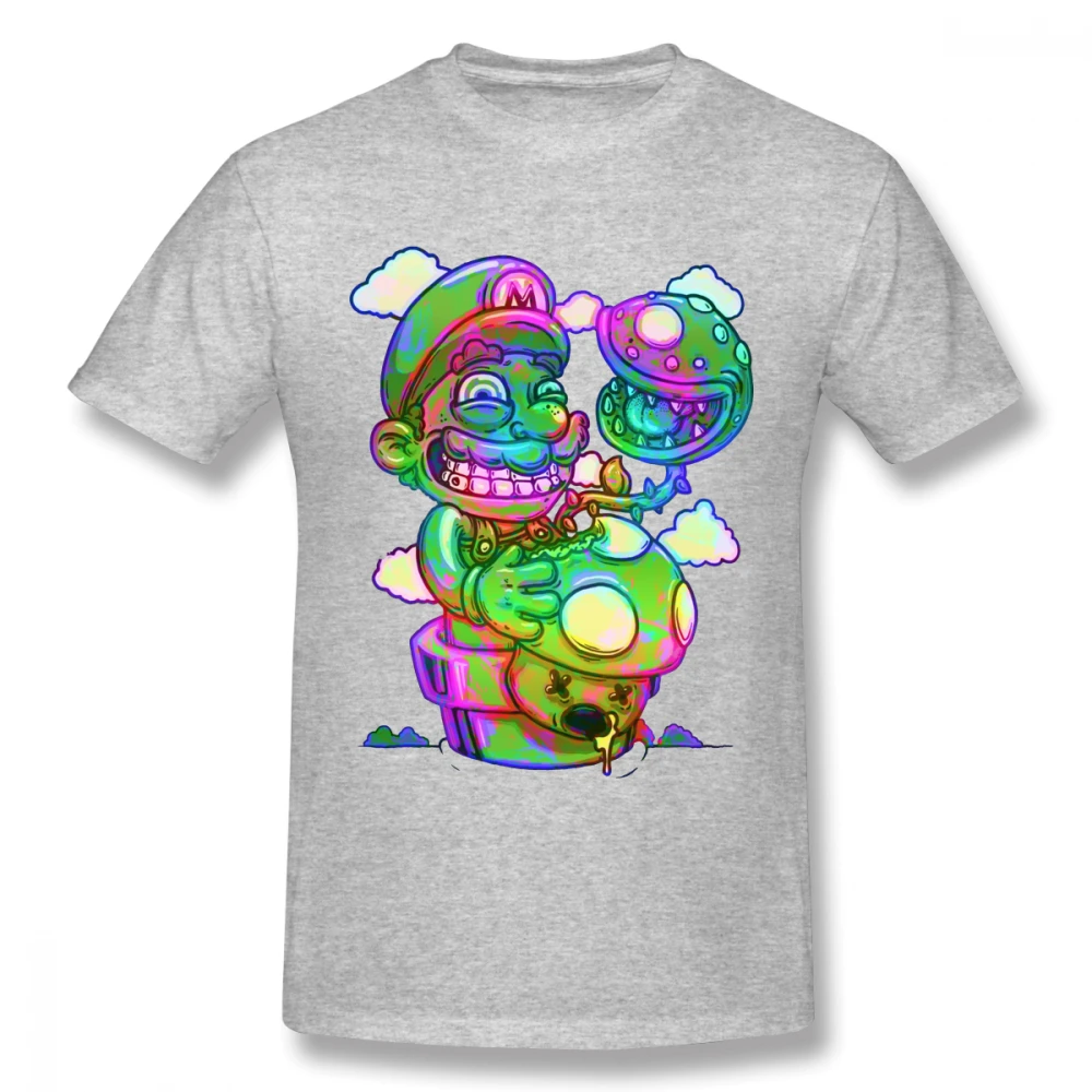Мужская футболка с грибами Super Mario Psychedelic хлопковая Футболка больших размеров 4XL 5XL