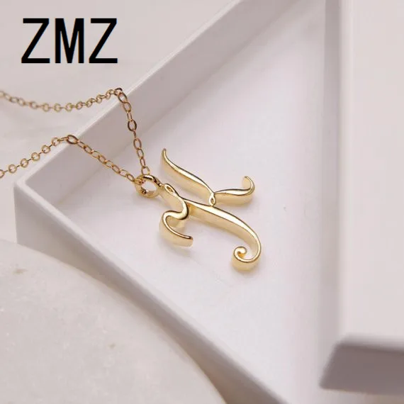 

ZMZ 50pcs/lot 2019 Europe/US fashion English letter pendant lovely letter K text necklace gift for mom/girlfriend party jewelry