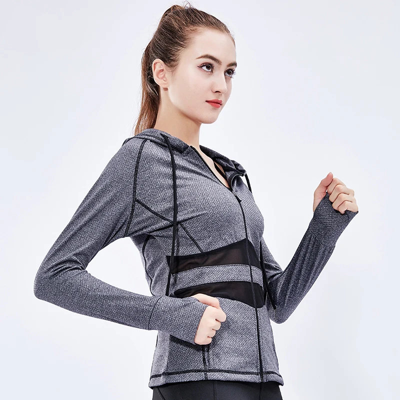 FeelKe Sport Women's Gym Splicing Pullover Zippered Hoodie | Женская одежда