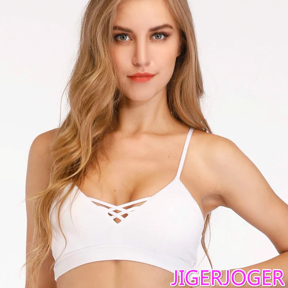 Новинка 2019 Белый спортивный бюстгальтер JIGERJOGER с перекрестными полосками женское