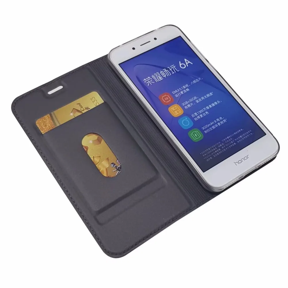 Раскладной Магнитный чехол-книжка для Huawei Honor 6A с подставкой и отделением карт