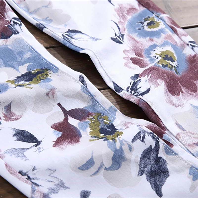 Специальная цена! Мужские Модные зауженные джинсы с цветочным 3D принтом