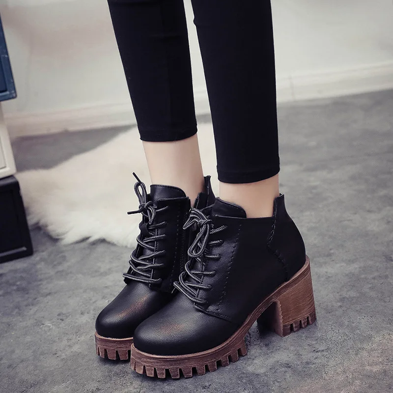 Модные женские ботильоны на молнии в стиле ретро однотонные Винтажные ботинки