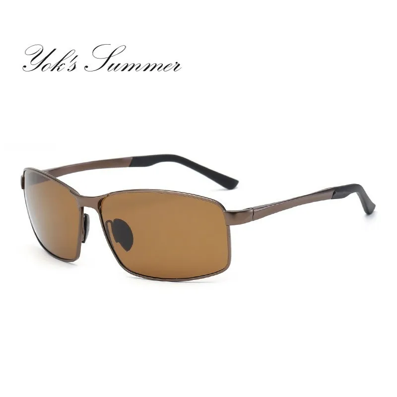C2 Brown Polarized YOK'S прямоугольные поляризационные солнцезащитные очки мужские фотохромные очки для вождения солнцезащитные очки Хамелеон UV400 Oculos с Жесткий Чехол HN1168 - Цвет линз: C2 Brown Polarized