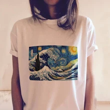 Футболки Ukiyo e смешные белые футболки винсента ван гога в стиле